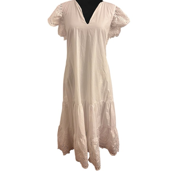 Rails Womens GIA White Woven Tiered V-Neck Midi Dress S *NO BELT* - Picture 3 of 6